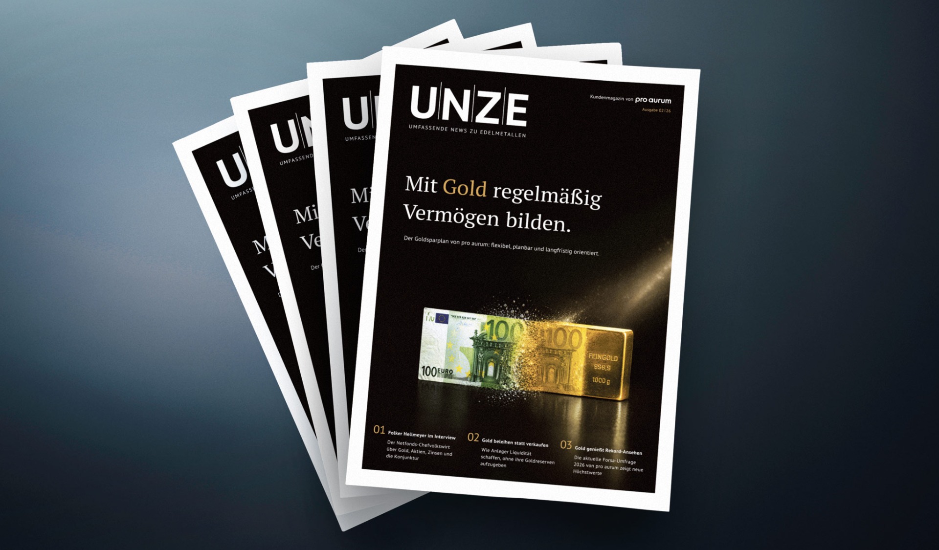 pro aurum Magazin "UNZE" - Mit Gold regelmässig Vermögen bilden